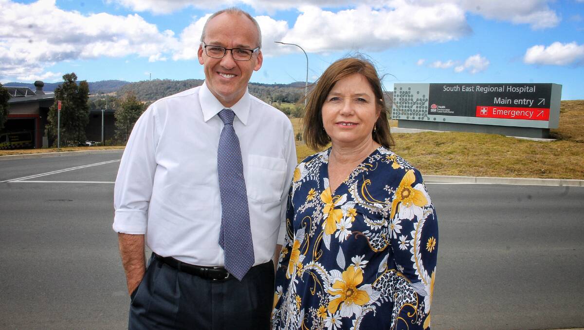 Former NSW Labor Party leader Luke Foley with Labor's Bega candidate Leanne Atkinson after meeting with nurses at the South East Regional Hospital in September. Picture: Alasdair McDonald