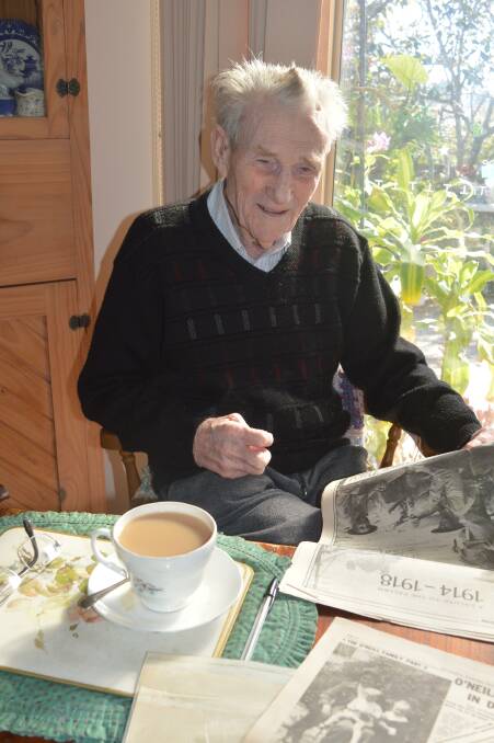 Seventy-eight year old Lyall 'Bub' O'Neill, legend in country racing relaxes with a cuppa at his Narooma home.