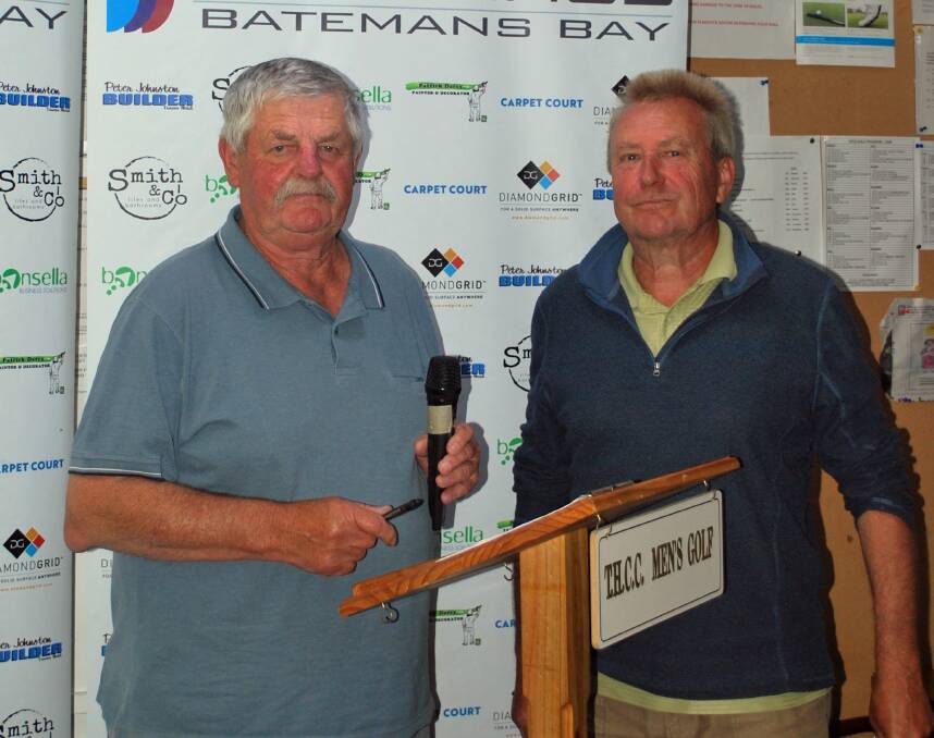 Tuross Head golf captain Peter Nikolic with Stableford winner Allan Langford.