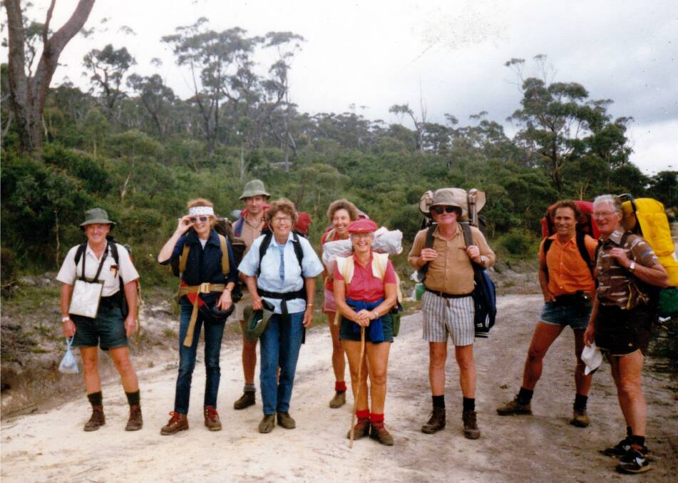 Batemans Bay bushwalkers on one of the first walks back in 1985. Valerie is second from the left next to Jean Kenway, the founding member.