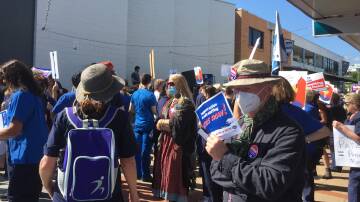 Nurses, midwives and the public protesting at a previous rally held in Bega.