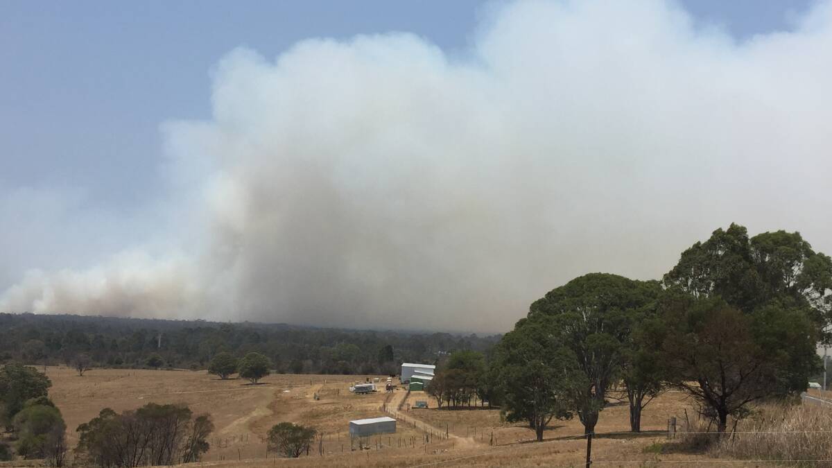 Smoke billows from the Comberton fire. Picture: Kathy Sharpe.