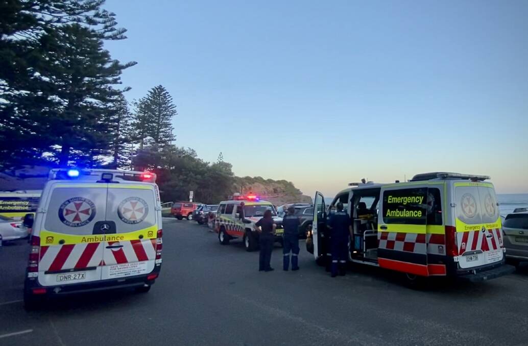 Emergency services congregated at Austinmer Monday night. 