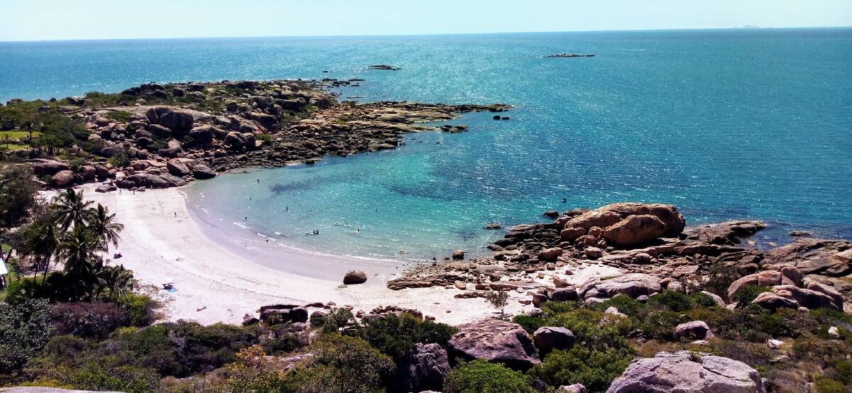 Horseshoe Bay at Bowen. See coral just off the beach on the right. Photo: Jen Walker