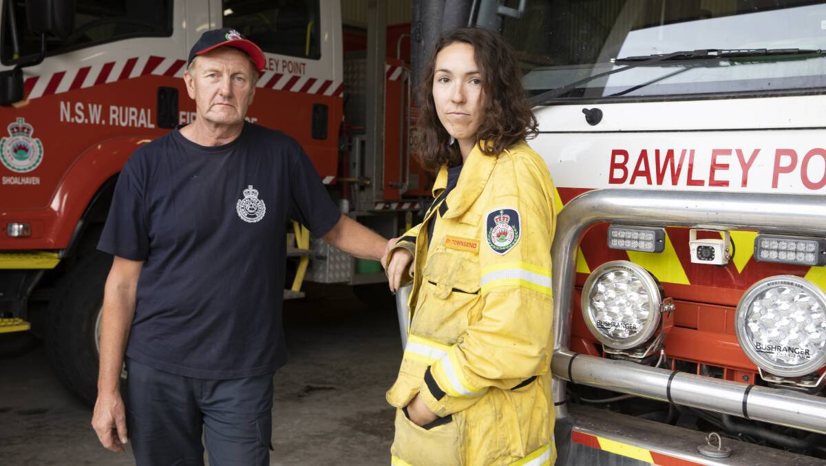Bawley Point fire captain Charlie Magnuson with volunteer firefighter Joy Townsend. Picture: Sitthixay Ditthavong