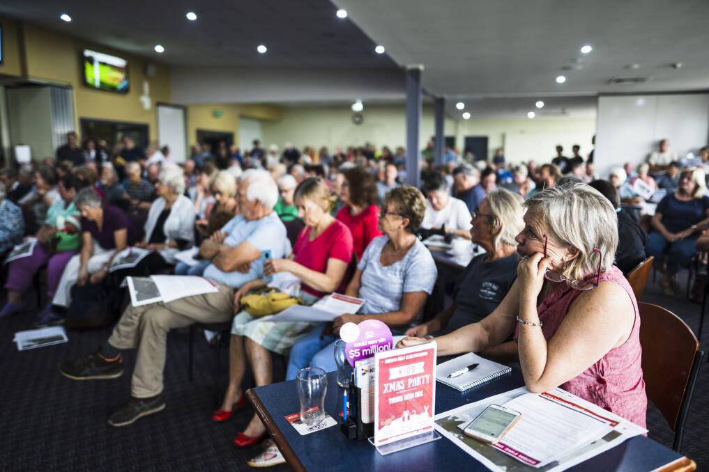 Residents at a community meeting at the Moruya Golf Club on Wednesday. Picture: Dion Georgopoulos