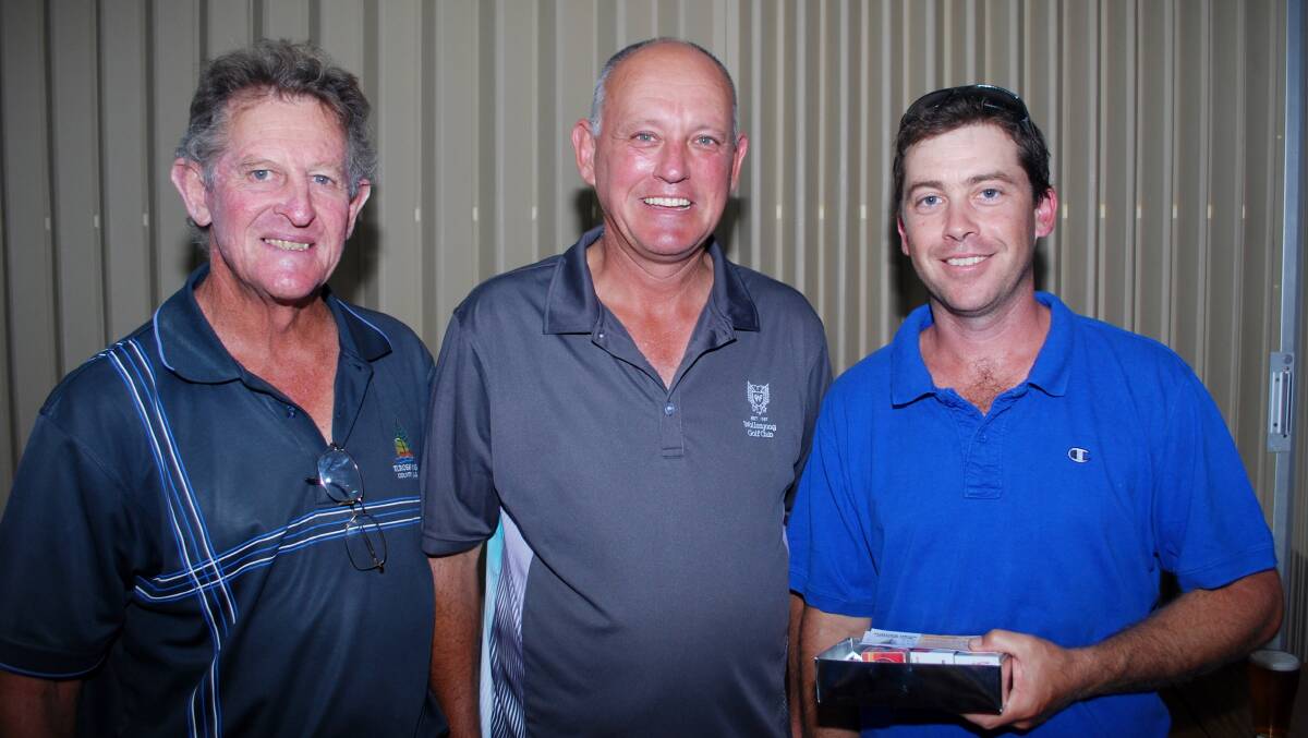 A GRADE WINNER: Men's golf captain Bruce Lidbury, event sponsor Ian McManus and A grade medal winner Ben Hewison.