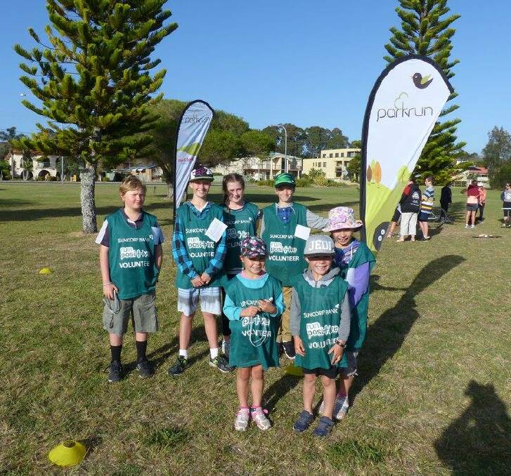 PITCHING IN: A dedicated group of Batemans Bay parkrun juniors took responsibility for all the volunteer duties during Saturday's event.