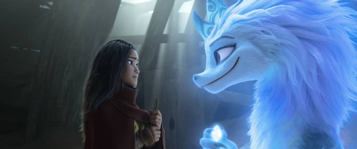 Raya, voiced by Kelly Marie Tran and the legendary dragon Sisu, voiced by Awkwafina. Picture: Disney