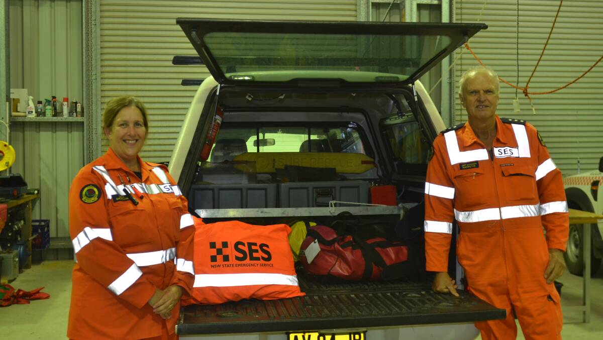 Moruya SES member Danielle Brice and unit controller Jeff McMahon. Jeff is on standby to assist inland NSW if needed.