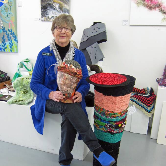 Something different: Featured Artist at The Gallery, Mogo this month is Hazel Hofman, seen here with some of her unique works.