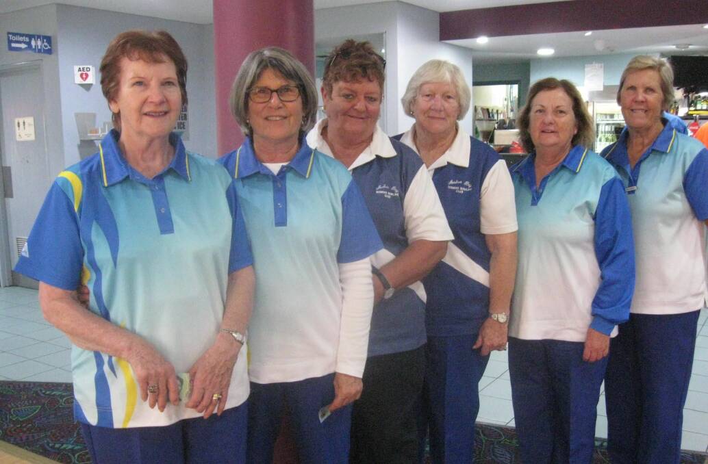 Malua Bay Women's Bowls: Carmel Price, Sonia Frey, Jenny Blyth, Helene Szendeleit, Sharon Cutmore and Lyn Hardy.