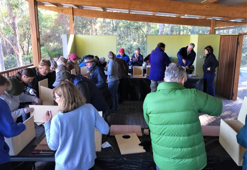 Box office: Some keen nature lovers joined the Eurobodalla Woodies and council staff at a nestbox building workshop in early August.