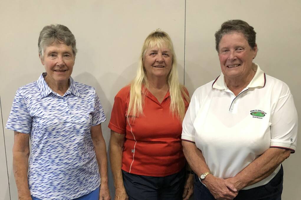 Moruya Women's Golf: (from left) Joan Hosking, Jan Young and Jan Lumsden.