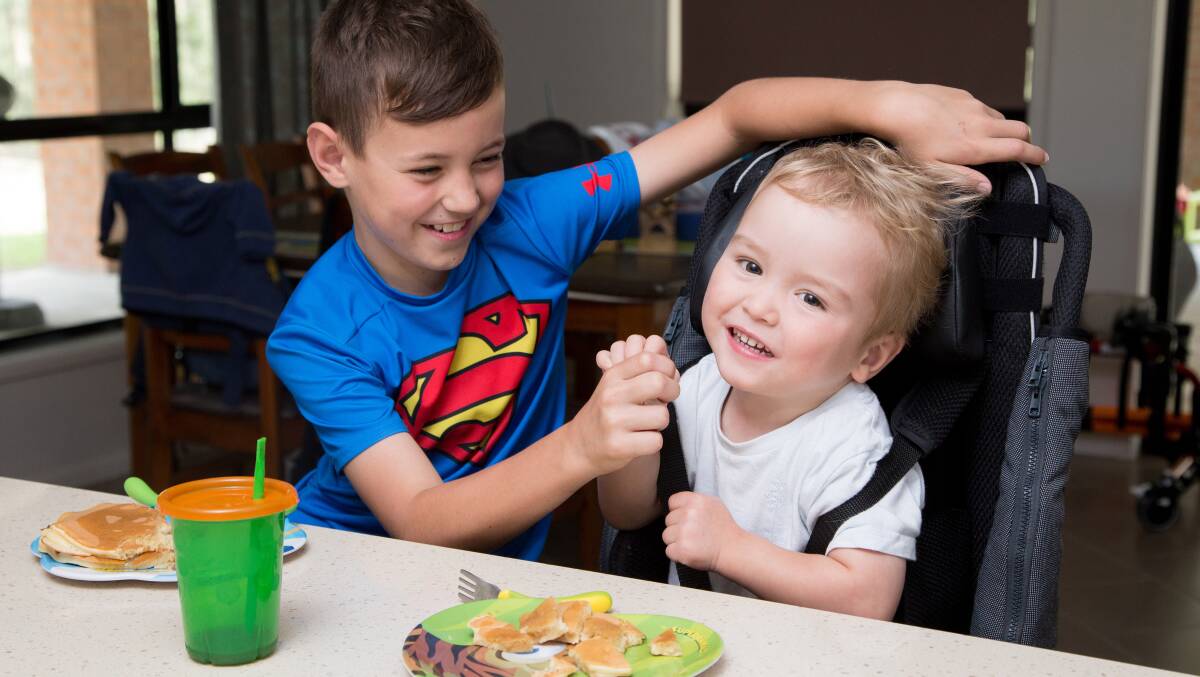 Spencer Clarke has Spastic Diplegic Cerebral Palsy and cannot walk, stand or sit without assistance. Thanks to Variety's provision of a special chair, Spencer can now sit comfortably at the table with his big brother, Connor.