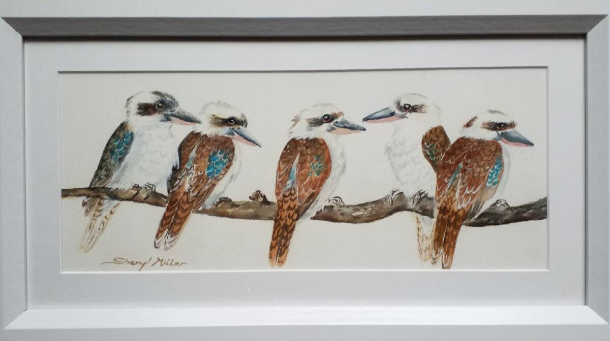 What's the story?: Watercolourist Sheryl Miller has taken a narrative approach with her painting called Kookaburra Line Up, one of many works featured in the Gallery, Mogo's latest exhibition.