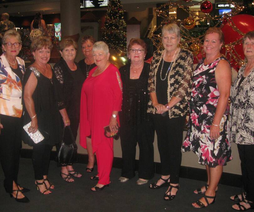 Malua Bay Women's Bowls: Pat Weekes, Julie Lewis, Margaret Bridges, Jenny Blyth, Yvonne Huddleston, Di Mooy, Robyn Butcher, Tricia Wheeler and Fran Lucas at the Night of Champions in Sydney.