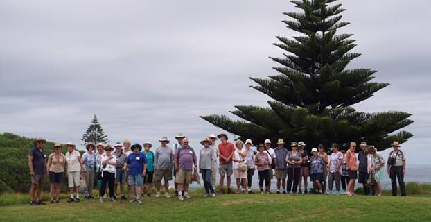 Bumper crowd: A big turnout of walkers gathered at One Tree Point at Tuross for the first Eurobodalla Walking for Pleasure group walk of the year. 