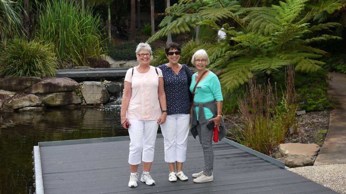 In their element: Judy Regan, Nerida French and Jan Clement enjoy the surroundings at the Australian Botanic Garden at Mt Annan.