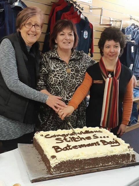 Fashionista: Dianne West celebrates the opening of her new store with seamstress extraordinaire, Margrit Gray, and shop assistant Allison Rowe.