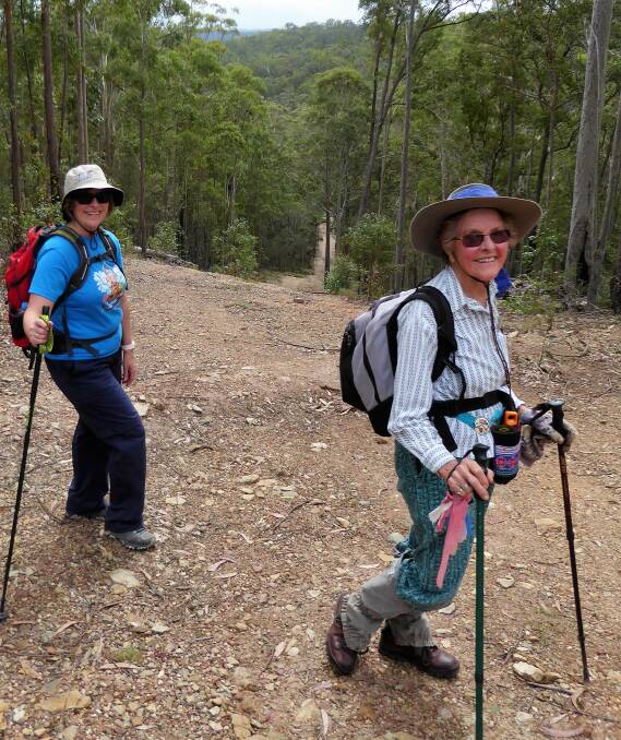 Betty Richards (right) and Gay Samal still smiling after another of Betty’s infamous hilly hikes.