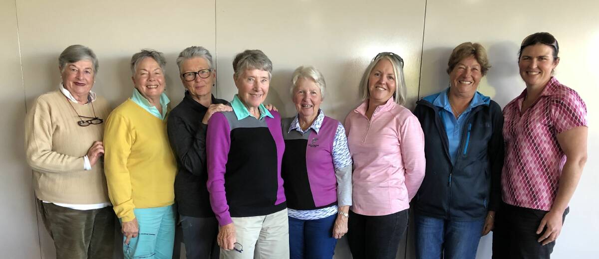 Moruya Women: (from left) Edith Jones, Lyn Gibbs, Viv Thornett, Joan Hosking, Dee Meek, Sharon Knight, Robyn Hawkins and Melinda Ashbury.