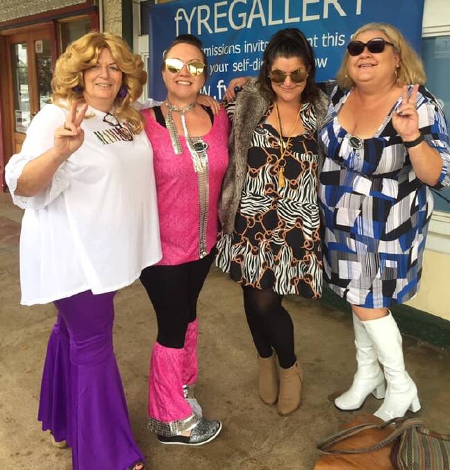 Fashionista: ABBA gals Di West, Bec Boller, Tara Thomas and Sharon Downie celebrated Di's big day with a trip to the Trundle ABBA festival. 