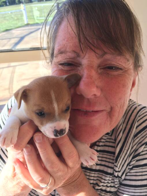 Fashionista: This week, local lass Ann Mikelat was seen out and about enjoying cuddling a new puppy at Broulee. Ann has moved to the Bay from Melbourne.