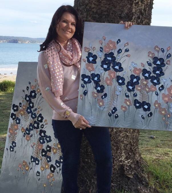 Poppy Lady: The Gallery, Mogo's current featured artist Naomi Crowther with her work "Poppies By The Sea". You can catch Naomi's work until July 9.
