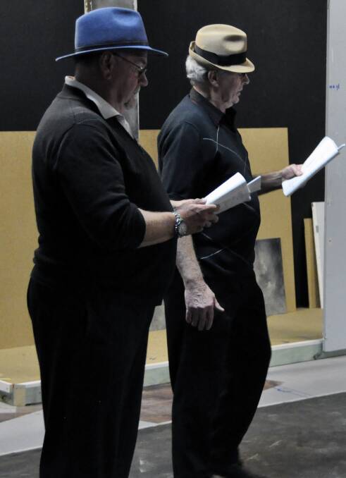 Mad hatters: Steve Johnston, in a fedora, and Robert Wombey in rehearsal for 'Guys and Dolls'. If you have a fedora, BTP would be delighted to borrow it.
