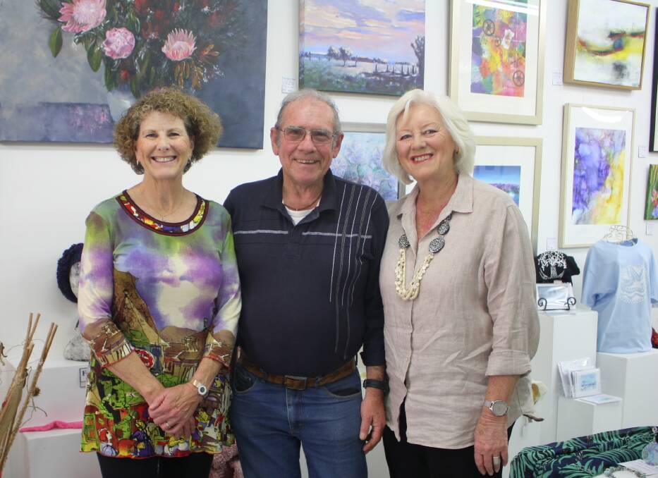 Venue change: CABBI Spring Art Exhibition convenors Lin Barnes, David John and Laurie Phillips hope a change of venue and opening hours will attract more people to see the artworks. 