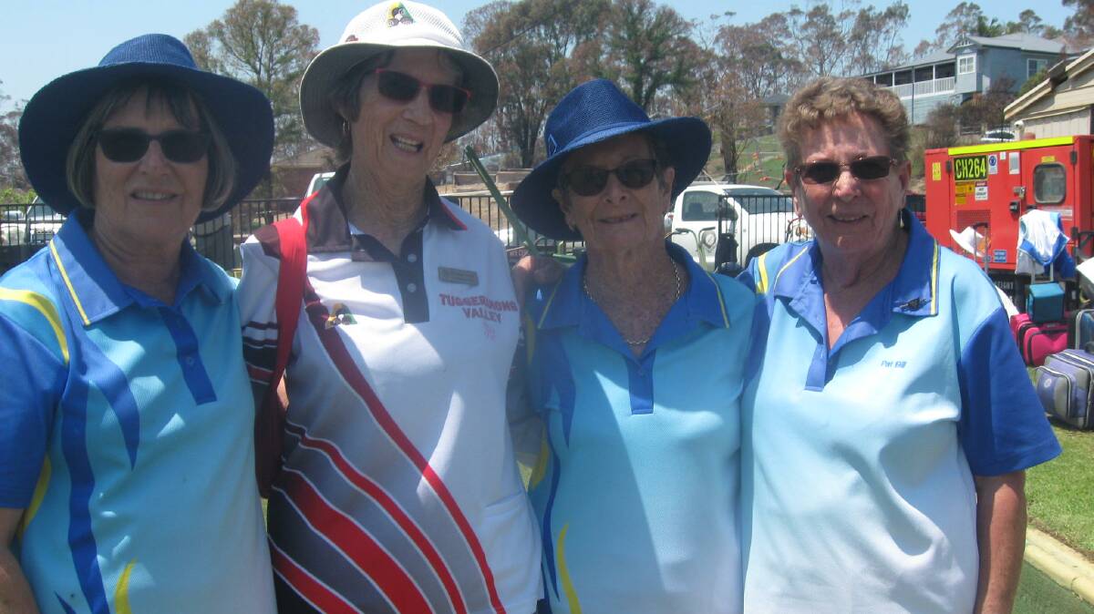 Malua Bay Women's Bowls: Sonia Frey, Jillian Clarke, Bess Holloway and Pat Bill.