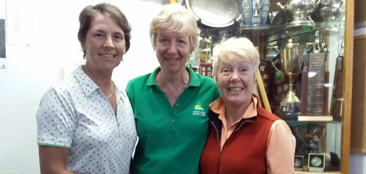 Tuross Head Ladies Golf: (from left) Leonie Doolan, Dorothy Madden (medal winner) and  Wendy Shmid.
