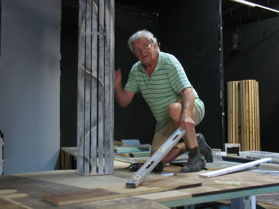 Measure twice, cut once: Eric Haslam working on the set of Bay Theatre Players' next production, Shakespeare's Macbeth.
