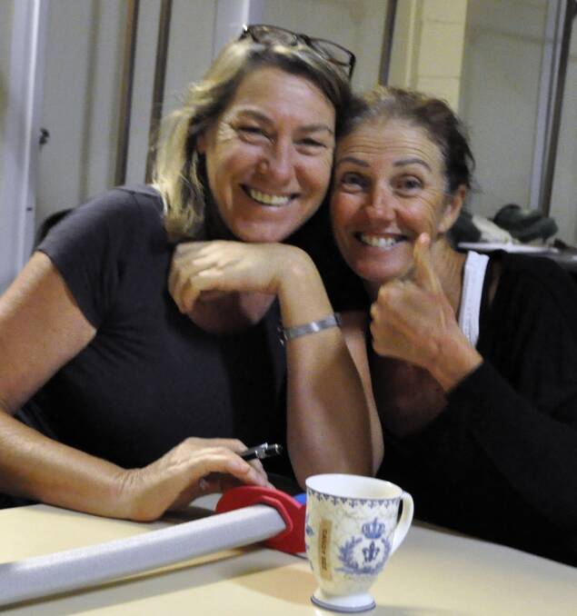 Bonding over Shakespeare: Cindy Reed and Narell Murdoch at the first get-together of the cast for Bay Theatre Players' production of Macbeth.