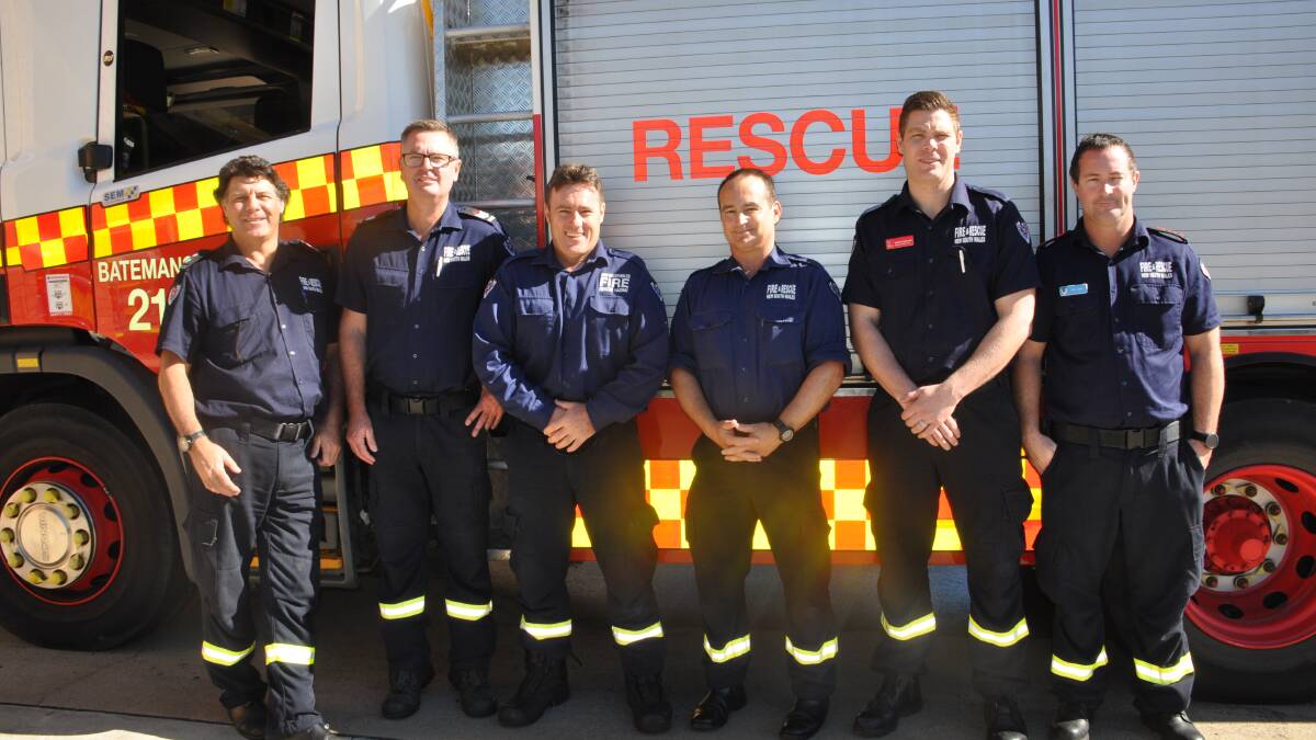 FAMILY: Batemans Bay Fire and Rescue crew Craig Mashman, Nathan Pascoe, David Clarke, Jamie Ridley, Brett Garland and Paul Lyons.