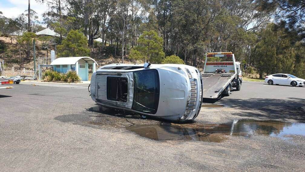 A stolen car is retrieved from Moruya River. Picture: Moruya Fire and Rescue.