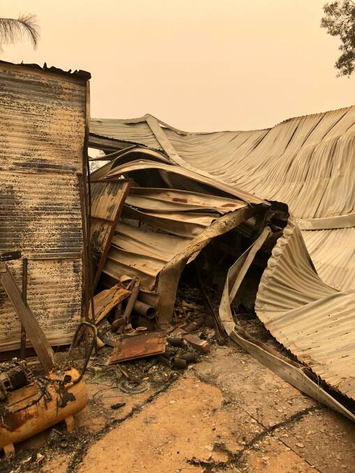 Damage from the New Year's Eve fire at Mal Rixon's bus company business quarters. Image: Supplied