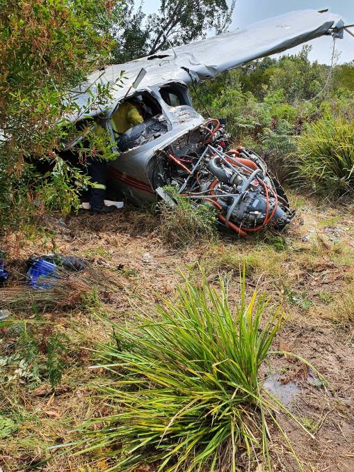 Two occupants were rescued from the scene of a plane crash near Moruya Airport. Picture: Moruya Fire and Rescue