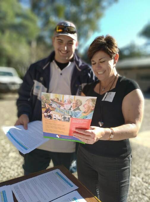 Eurobodalla Shire Council's employment and training project coordinator Rhonnie South with Batemans Bay High School student Hunter Backo.