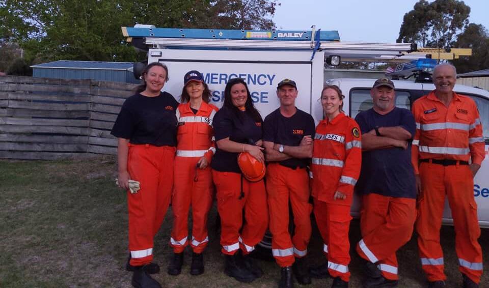 Darrum Obst and Jeff McMahon (far right) with Moruya SES members.