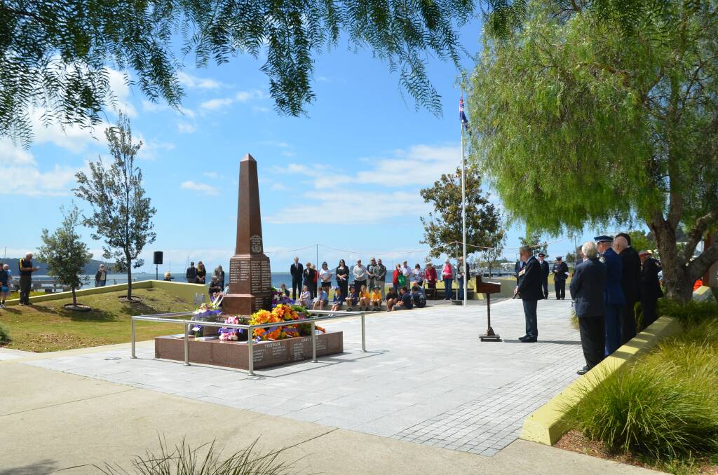 Work on the memorials would be finished before November Remembrance Day ceremonies. The Batemans Bay Honour Stone on Remembrance Day, 2016. File picture.