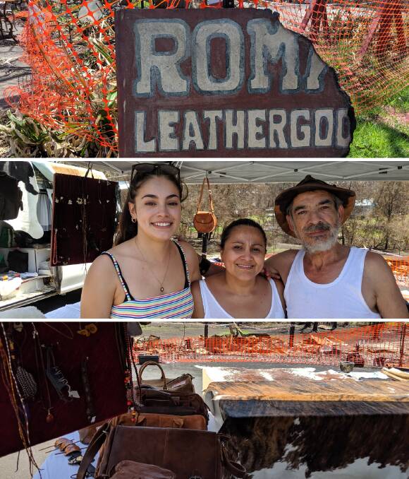 FAMILY: Aisha Roman, Lorena Granados and Gaspar Roman, of Roman Leathergoods and Repair. They are open for business on the Princes Highway, Mogo.