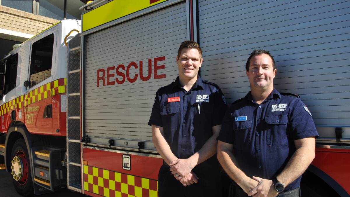 COMMUNITY: Batemans Bay Fire and Rescue's new retained leaders Brett Garland and Paul Lyons.