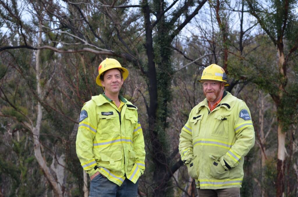 Batemans Bay Forestry firefighter Andrew McPherson, of Broulee, and divisional commander during the summer crisis, Dean Evans, of Moruya.