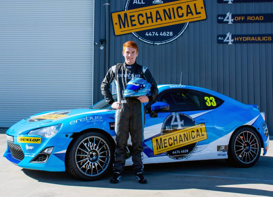 STAR: Batemans Bay teen Bailey Sweeny will drive his ALL4 Mechanical Toyota Gazoo Racing Australia 86 car at Mount Panorama this week.
