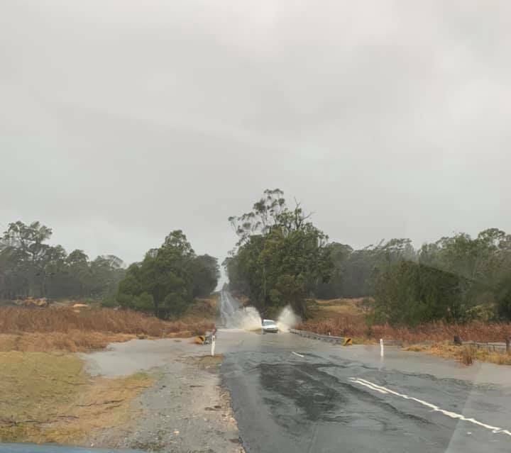 Potato Point Road, Bodalla, is one of the many roads that have closed due to flooding on Monday, July 27. Image: Jess Prendergast