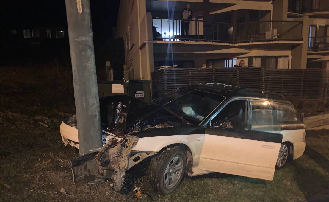 WHO SAW THE CRASH?: Police are appealing for witnesses who saw a Subaru Liberty wagon crash at Beach Rd, Batehaven, at 8.45pm on Monday, July 8. Picture supplied.
