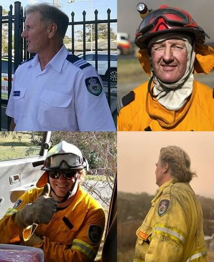 Former captain of the Bawley Point Rural Fire Brigade, Charlie Magnuson (top row) has handed over the captaincy reins to Hendrik Boone (bottom row). 