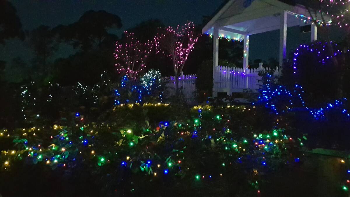 Melissa Johnson's Ulladulla home is decked out in thousands of fairy lights. Photos supplied.